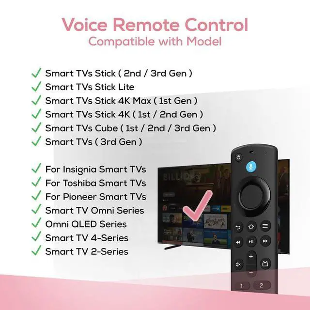 Alt view image 2 of 7 - Replacement Voice Remote Fit for All Fire Series, TV Stick/Cube/Lite/HD, 4K Max/4K (1st/2nd Gen), Smart TV 3rd Gen, for Insignia/Omni QLED Series TV