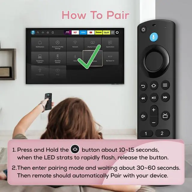 Alt view image 6 of 7 - Replacement Voice Remote Fit for All Fire Series, TV Stick/Cube/Lite/HD, 4K Max/4K (1st/2nd Gen), Smart TV 3rd Gen, for Insignia/Omni QLED Series TV
