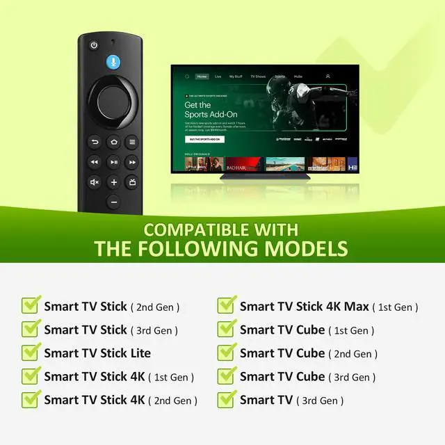 Alt view image 2 of 7 - Replacement Voice Remote Compatible with Fire Smart TV Cube(1st/2nd/3rd Gen),TV Stick(4K/4K Max/Lite),Smart TVs (3rd Gen)