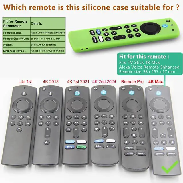 Alt view image 3 of 7 - Silicone Remote Case (2pcs) for Fire TV Stick 4K Max/Insignia/Pioneer/Omni Series Fire TV Alexa Voice Remote Enhanced w/Lanyard (Green and Turquoise, Both Glow)