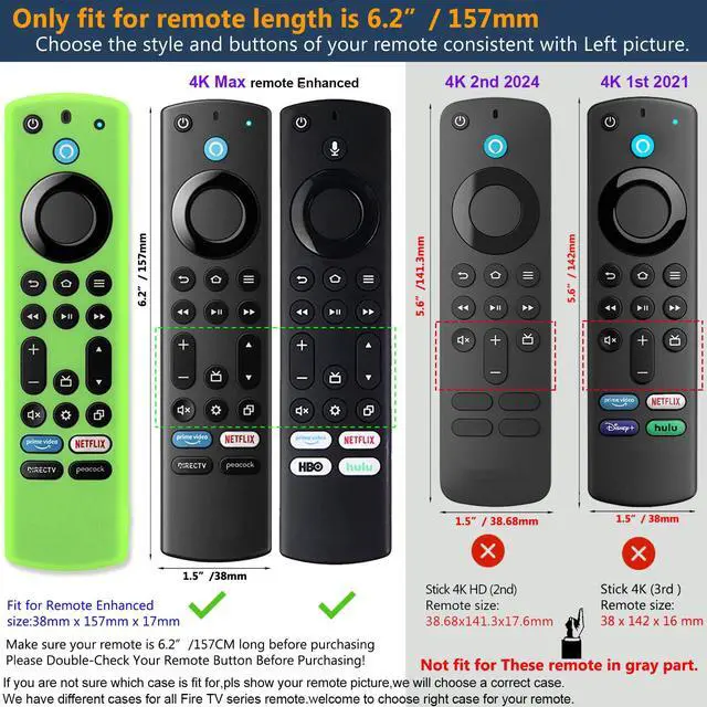 Alt view image 7 of 7 - Silicone Remote Case (3pcs) for Fire TV Stick 4K Max/Insignia/Pioneer/Omni (QLED) Series Alexa Voice Remote Enhanced w/Lanyard (Green Glow + Red + Blue)