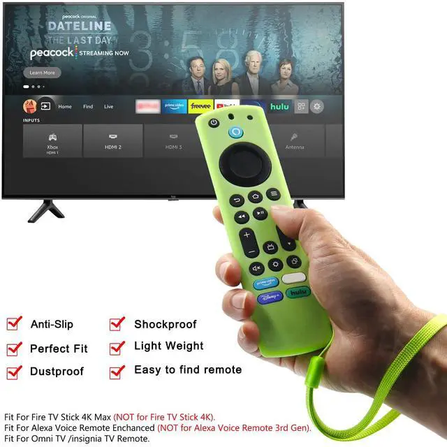 Alt view image 6 of 7 - Silicone Remote Case (2pcs) for Fire TV Stick 4K Max/Insignia/Pioneer/Omni Series Fire TV Alexa Voice Remote Enhanced w/Lanyard (Green and Turquoise, Both Glow)