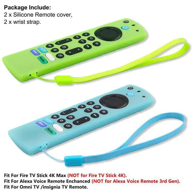 Alt view image 7 of 7 - Silicone Remote Case (2pcs) for Fire TV Stick 4K Max/Insignia/Pioneer/Omni Series Fire TV Alexa Voice Remote Enhanced w/Lanyard (Green and Turquoise, Both Glow)