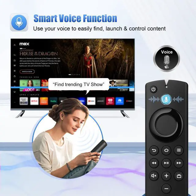 Alt view image 3 of 7 - Replacement TV Remote Control for All Fire Series, Compatible with Fire Smart TV Stick/TV Cube/Stick Lite/HD/4K Max/4K, for Insignia TV Remote, Smart TV 3rd Gen with Voice Controller