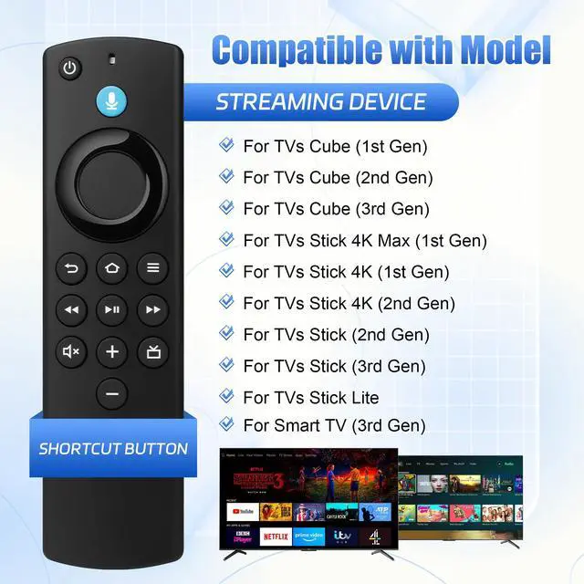 Alt view image 2 of 7 - Replacement TV Remote Control for All Fire Series, Compatible with Fire Smart TV Stick/TV Cube/Stick Lite/HD/4K Max/4K, for Insignia TV Remote, Smart TV 3rd Gen with Voice Controller