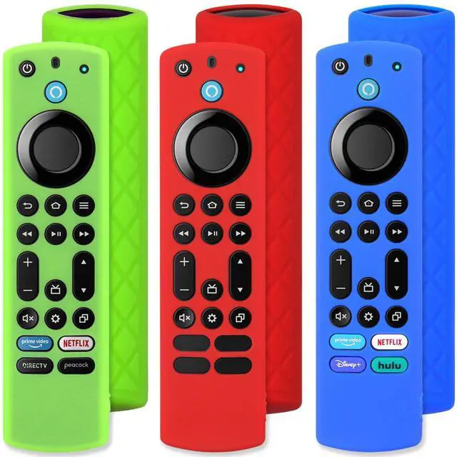 Main image of Silicone Remote Case (3pcs) for Fire TV Stick 4K Max/Insignia/Pioneer/Omni (QLED) Series Alexa Voice Remote Enhanced w/Lanyard (Green Glow + Red + Blue)