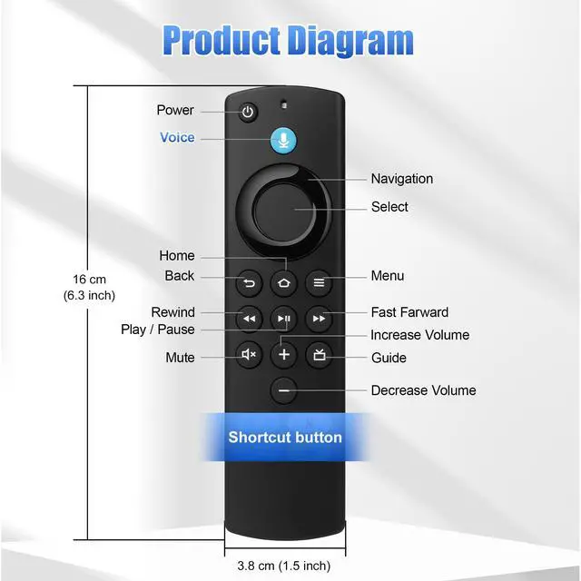 Alt view image 7 of 7 - Replacement TV Remote Control for All Fire Series, Compatible with Fire Smart TV Stick/TV Cube/Stick Lite/HD/4K Max/4K, for Insignia TV Remote, Smart TV 3rd Gen with Voice Controller