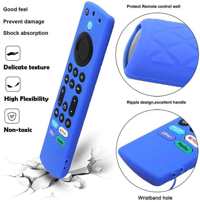 Alt view image 4 of 7 - Silicone Remote Case (3pcs) for Fire TV Stick 4K Max/Insignia/Pioneer/Omni (QLED) Series Alexa Voice Remote Enhanced w/Lanyard (Green Glow + Red + Blue)