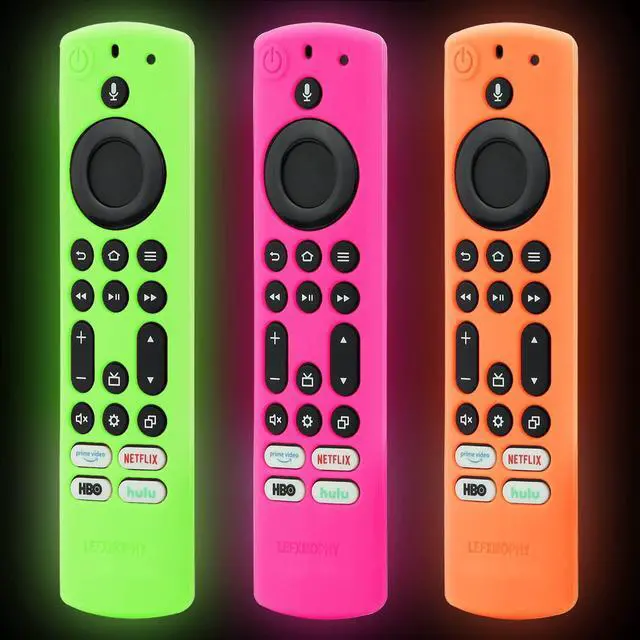 Main image of 2023 Stick 4K Max Remote Cover for Toshiba and Insignia NSRCFNA21 CT-RC1US-21 CT95018 CTRC1US21, Silicone Protective 3-Pack Green Orange Hot Pink Case Glow in Dark