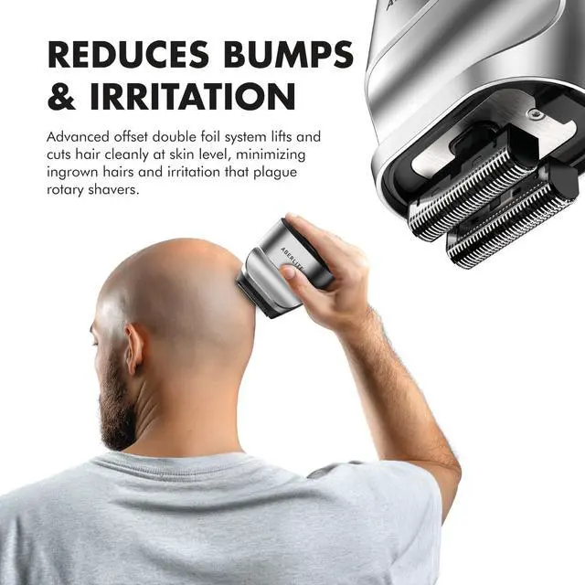Alt view image 3 of 7 - Touch 2 Foil Head Shaver for Bald Men - Finishing Foil Shaver for Bald Head & Face, 0.05mm Ultra-Thin Foils for Razor-Smooth Results, Ergonomic Multi-Grip, Waterproof, USB-C Charging (Silver)