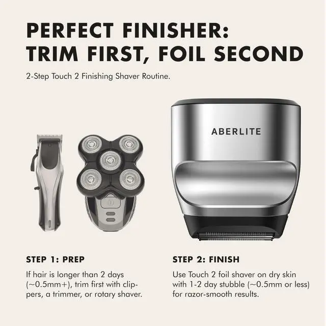 Alt view image 4 of 7 - Touch 2 Foil Head Shaver for Bald Men - Finishing Foil Shaver for Bald Head & Face, 0.05mm Ultra-Thin Foils for Razor-Smooth Results, Ergonomic Multi-Grip, Waterproof, USB-C Charging (Silver)
