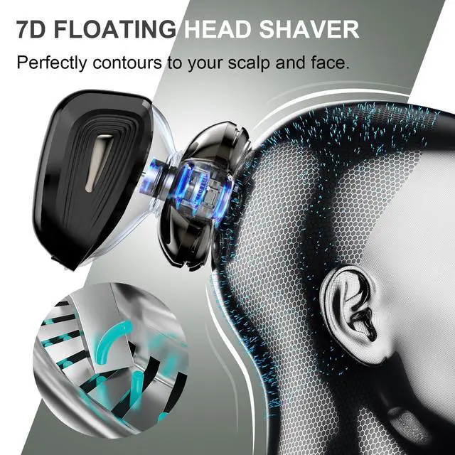 Alt view image 3 of 7 - Head Shavers for Bald Men: 7D Floating with 120-Min - Chestnut