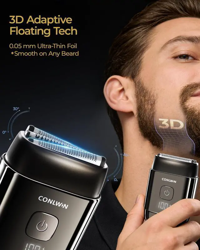 Alt view image 2 of 7 - Electric Foil Shavers for Men, Travel Mini Shaver, Model FK-712B