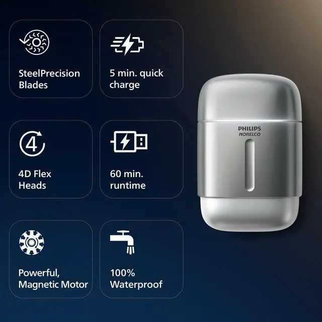 Alt view image 3 of 7 - 600 Series Compact Electric Travel Shaver, Silver