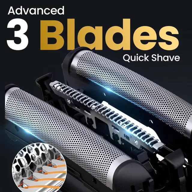 Alt view image 4 of 7 - 2-in-1 Electric Shaver for Men - Foil Shaver for Face, Precision Trimmer, USB-C Rechargeable, IPX7 Waterproof Wet & Dry Electric Razor for Men, 90-Minute Runtime, LED Display, Compact Travel Shaver