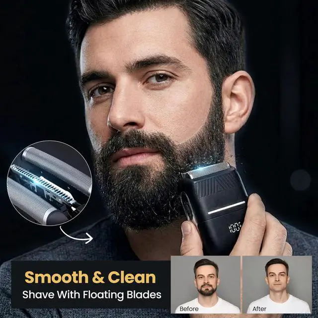 Alt view image 6 of 7 - 2-in-1 Electric Shaver for Men - Foil Shaver for Face, Precision Trimmer, USB-C Rechargeable, IPX7 Waterproof Wet & Dry Electric Razor for Men, 90-Minute Runtime, LED Display, Compact Travel Shaver