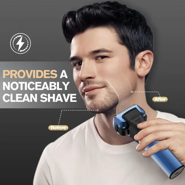 Alt view image 3 of 7 - Electric Razor for Men, 5-Blade Foil Shaver, Wet Dry, USB-C, 2-Speed