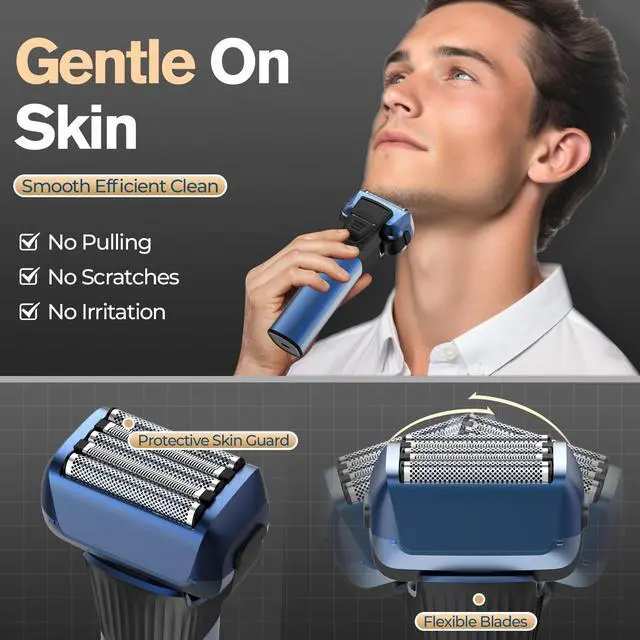 Alt view image 5 of 7 - Electric Razor for Men, 5-Blade Foil Shaver, Wet Dry, USB-C, 2-Speed