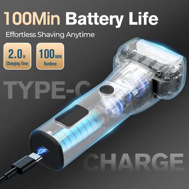 Alt view image 6 of 7 - Electric Razor for Men, 5-Blade Foil Shaver, Wet Dry, USB-C, 2-Speed