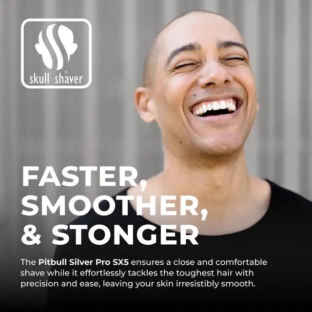 Alt view image 2 of 7 - Pitbull Silver PRO SX5 Head & Face Shaver for Bald Men | Cordless Wet/Dry Rotary Razor