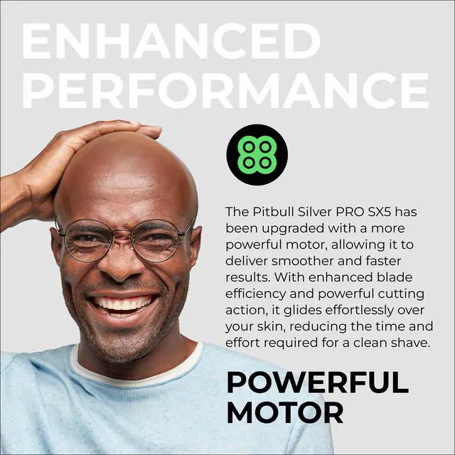 Alt view image 4 of 7 - Pitbull Silver PRO SX5 Head & Face Shaver for Bald Men | Cordless Wet/Dry Rotary Razor