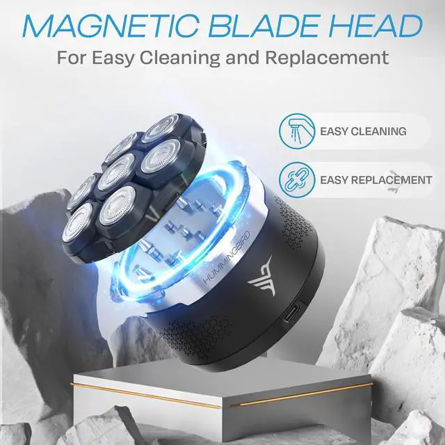 Alt view image 4 of 7 - MK13 Premium Head Shaver, 7 Blade Electric Razors for Men, Cordless USB-C Rechargeable Wet & Dry Electric Head Shavers for Bald Men, Waterproof Skull Shaver, LED Display, Travel Case