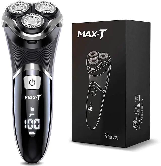 Main image of Electric Shaver for Men, Quick Rechargeable Electric Razor Wet Dry Rotary Shaver with Pop Up Trimmer and LED Display, IPX7 100% Waterproof 8101 with Adapter Charger
