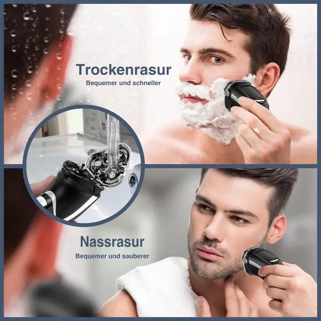 Alt view image 5 of 7 - Electric Shaver for Men, Quick Rechargeable Electric Razor Wet Dry Rotary Shaver with Pop Up Trimmer and LED Display, IPX7 100% Waterproof 8101 with Adapter Charger