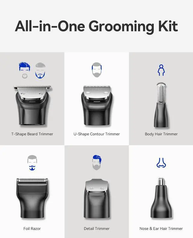 Alt view image 2 of 7 - Beard Trimmer for Men, 6-in-1 Electric Shaver and Hair Clipper