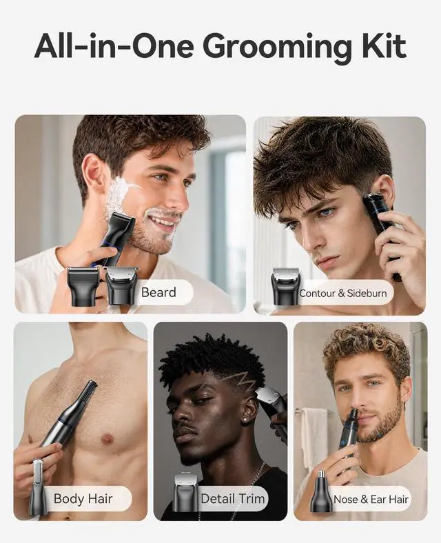 Alt view image 3 of 7 - Beard Trimmer for Men, 6-in-1 Electric Shaver and Hair Clipper