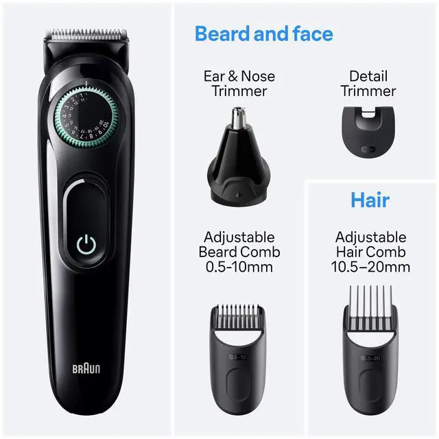 Alt view image 5 of 7 - All-in-One Style Kit Series 3 3450, 5-in-1 Trimmer for Men with Beard Trimmer, Ear & Nose Trimmer, Hair Clippers & More, Ultra-Sharp Blade, 40 Length Settings and Washable
