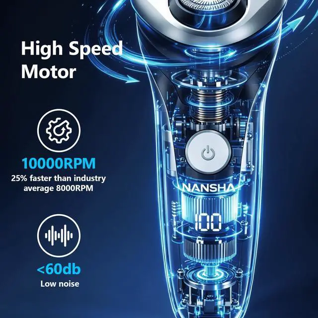 Alt view image 5 of 7 - Electric Razor for Men with Pop-Up Trimmer, 100% Waterproof Electric Shaver, Rechargeable Cordless Shavers for Men, Type-C, 140Mins Runtime, Plug & Play, Black (Black)