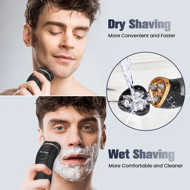 Alt view image 3 of 7 - Electric Razor for Men, 4D Floating Head & LCD Display, Cordless Rechargeable Electric Shaver for Men with Pop-Up Trimmer, IPX7 Waterproof Wet & Dry Shave, Type-C Quick Charge, Portable Travel, Black