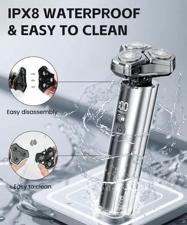 Alt view image 7 of 7 - Electric Razor for Men10,000RPM High-Speed Motor, IPX8 Waterproof, ,Quick Charge & Travel LockGifts for Men Husband Father