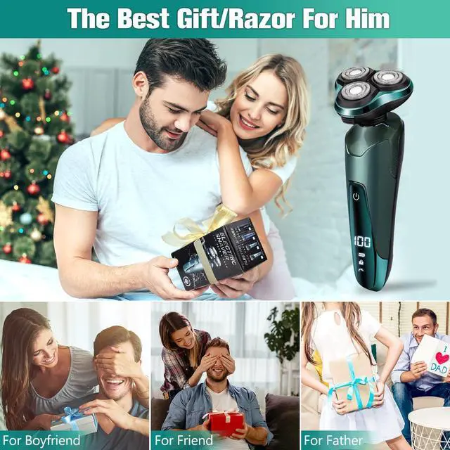 Alt view image 7 of 7 - Electric Razor for Men, 3-in-1 Shaver with Floating Blades for Nose Hair &Sideburns,Replacement Blades, Pop-up Trimmer, IPX7 Waterproof, Travel Lock, Wet & Dry Use, Face Shaving Grooming Travel Kit