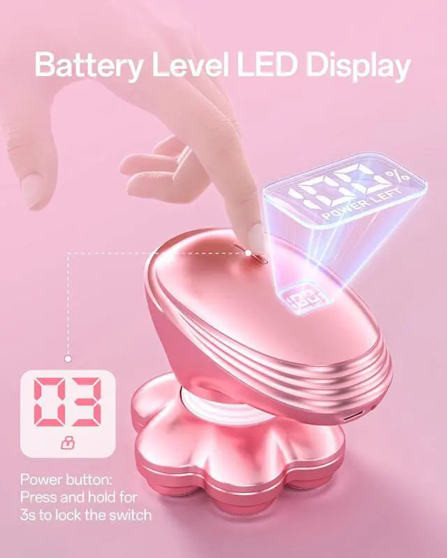 Alt view image 6 of 7 - 5-in-1 Electric Razors for Women, 7D Magnetic Heads Full Body Shaver, Waterproof Wet Dry Hair Remover with LED Display, Rechargeable Bikini Trimmer for Underarms, Face, Legs, Lips, Arms (Pink)