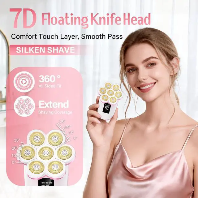 Alt view image 2 of 7 - Electric Razors for Women, 20K Gold Plated Blades, Sensitive Skin