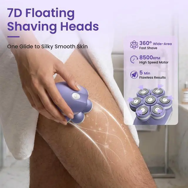 Alt view image 5 of 7 - 7D Electric Razors for Women Legs, Silky-Smooth Full Body Shaver
