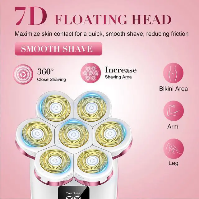 Alt view image 2 of 7 - 3-in-1 Electric Razors for Women, 7D Hypoallergenic Blades, Painless Shaver