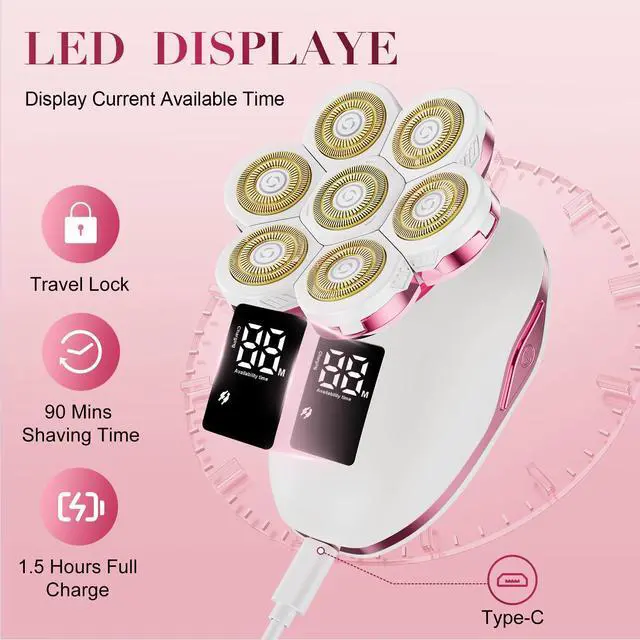 Alt view image 6 of 7 - 3-in-1 Electric Razors for Women, 7D Hypoallergenic Blades, Painless Shaver