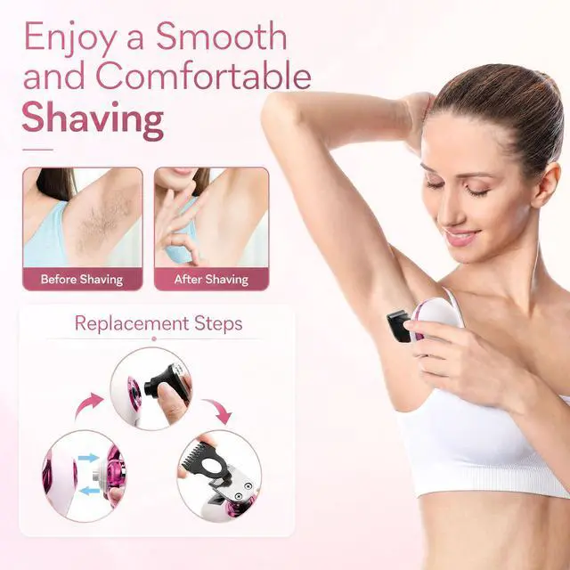 Alt view image 7 of 7 - Electric Razors for Women, 7D Electric Shaver for Women, 5 in 1 Lady Shavers, Wet/Dry Bikini Trimmer for Women, Rechargeable Facial Hair Removal, Painless Face Razor for Arms Legs Armpit Pubic Area