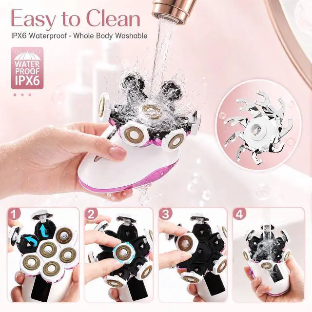 Alt view image 6 of 7 - Electric Razors for Women, 7D Electric Shaver for Women, 5 in 1 Lady Shavers, Wet/Dry Bikini Trimmer for Women, Rechargeable Facial Hair Removal, Painless Face Razor for Arms Legs Armpit Pubic Area