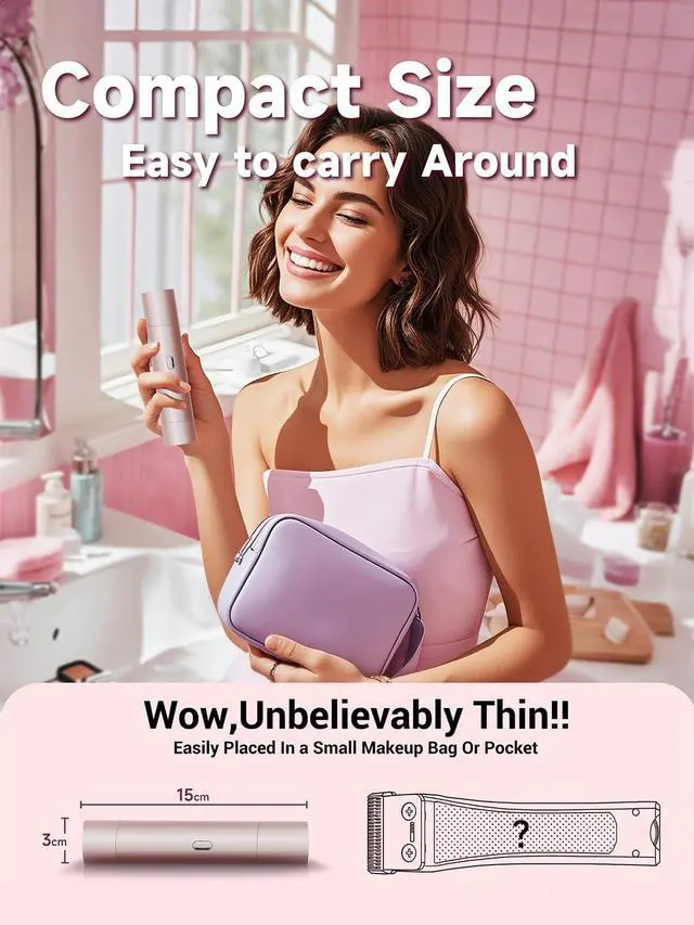 Alt view image 7 of 7 - Bikini Trimmer for Women,Shaver with Dual Heads for Body Pubic Hair,Electric Razors for Women,Facial Razor for Travel,IPX7 Waterproof,Smooth Ceramic Blade for Underarm Body Leg Face