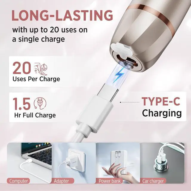 Alt view image 6 of 7 - Electric Razor for Women Rechargeable: 2-in-1 Electric Shaver for Face Legs Underarms Bikini Area - Facial Hair Remover with Smooth Shaving - Travel Lock Design (Gold)