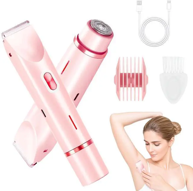 Main image of Bikini Trimmer for Women, 2 in 1 Electric Razors for Women, Dermave Bikini Shaver, IPX7 Waterproof & Easy Cleaning, Ceramic Blade, 120 Min Cordless Runtime, Ultra Low Silent(Pink).