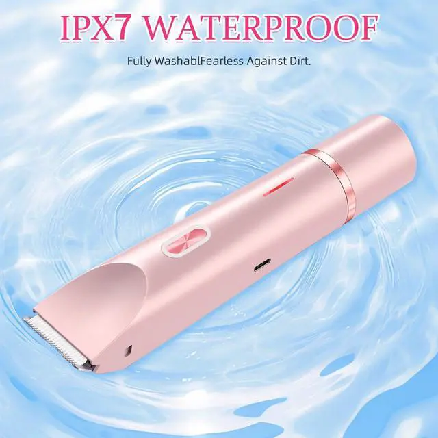 Alt view image 3 of 7 - Bikini Trimmer for Women, 2 in 1 Electric Razors for Women, Dermave Bikini Shaver, IPX7 Waterproof & Easy Cleaning, Ceramic Blade, 120 Min Cordless Runtime, Ultra Low Silent(Pink).