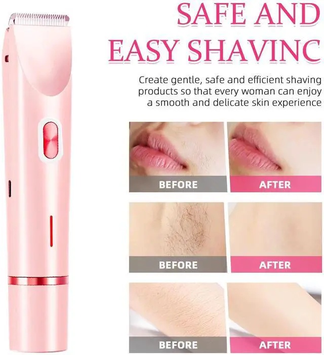 Alt view image 5 of 7 - Bikini Trimmer for Women, 2 in 1 Electric Razors for Women, Dermave Bikini Shaver, IPX7 Waterproof & Easy Cleaning, Ceramic Blade, 120 Min Cordless Runtime, Ultra Low Silent(Pink).