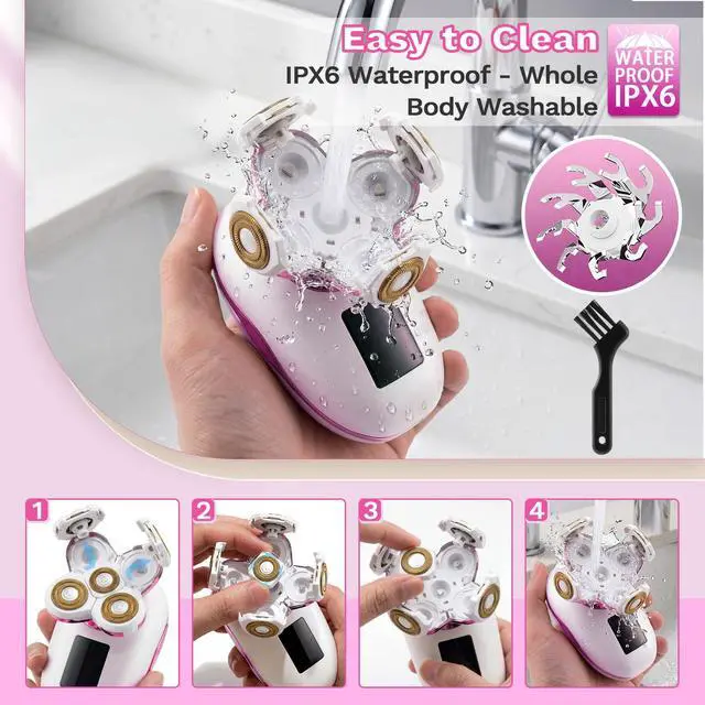 Alt view image 6 of 7 - Electric Razors for Women, 5 in 1 Lady Shavers, Electric Shaver for Women, Wet/Dry Bikini Trimmer, Rechargeable Facial Hair Removal, Painless Shaver Razor for Arms Legs Armpit Pubic Area