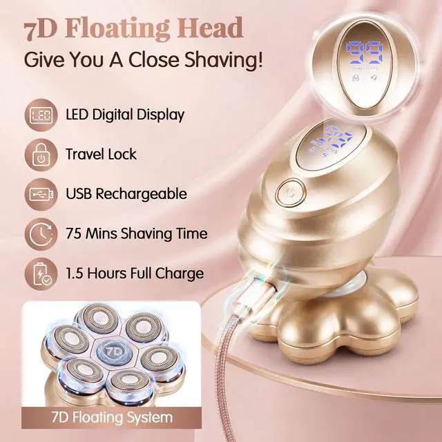 Alt view image 4 of 7 - Electric Razors for Women, 5-in-1 Magnetic Electric Shaver for Women, 7D Womens Electric Razor, Wet Dry Bikini Trimmer, Rechargeable Full Body Hair Removal for Face Arms Legs Armpit Pubic Area