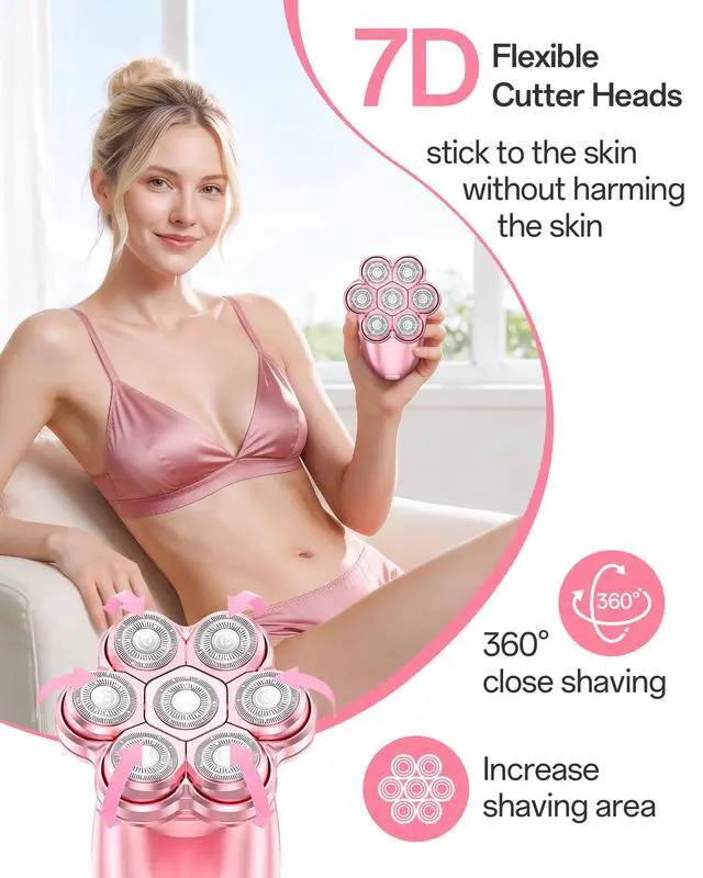 Alt view image 5 of 7 - Electric Razors for Women, 5-in-1 Womens Electric Shavers for Legs,7D Waterproof Wet Dry Travel Body Hair Remover Bikini Shavers Gift for Lady Face Underarms Public